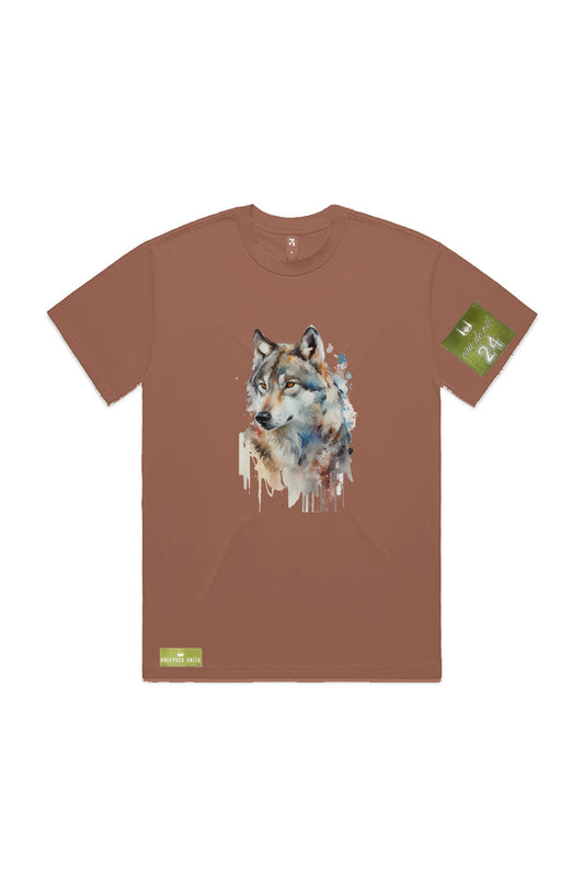 WOLFPACK UNLTD S/S GRAPHIC TEE | BLOOD ORANGE MOON | CLAY BROWN
