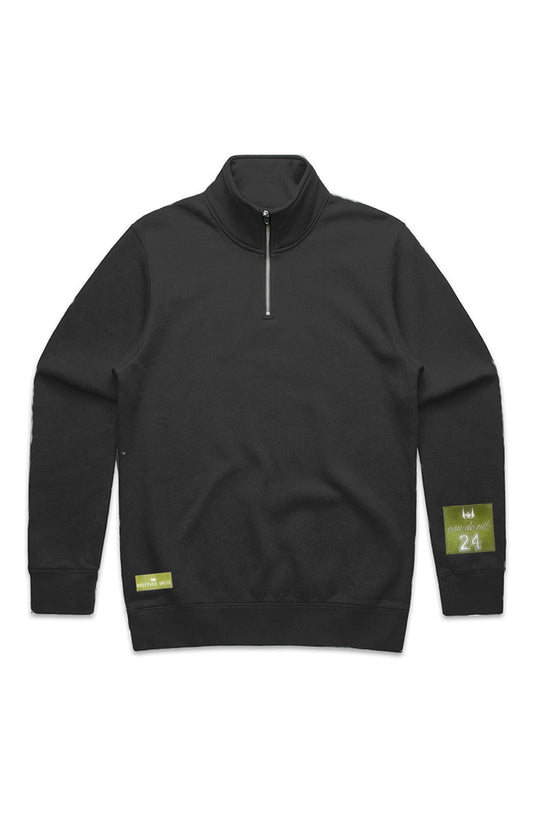 WOLFPACK UNLTD "STENCIL HALF ZIP" PREMIUM HEAVYWEIGHT SWEATER | BLACK