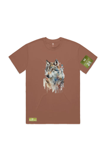 WOLFPACK UNLTD S/S GRAPHIC TEE | BLOOD ORANGE MOON | CLAY BROWN