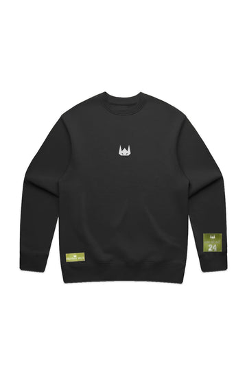 WOLFPACK UNLTD "RELAXXED"  PREMIUM EMBROIDERED CREW SWEATER | BLACK