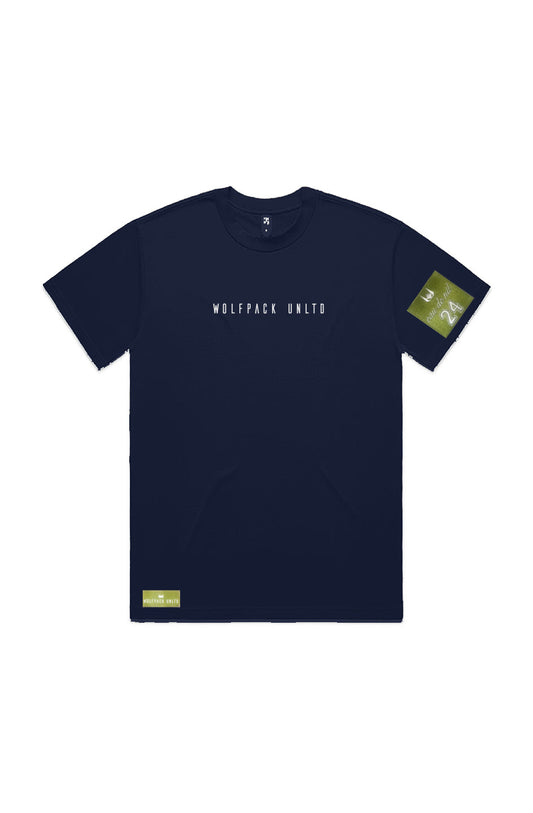 WOLFPACK UNLTD "BOLD STATEMENT" HEAVYWEIGHT OVERSIZED S/S TEXT LOGO | NAVY BLUE