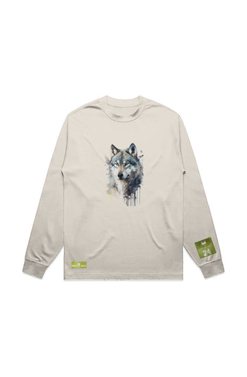 WOLFPACK UNLTD L/S GRAPHIC TEE | WHITE NIGHT RIDER | ECRU BEIGE