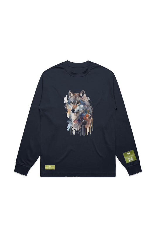 WOLFPACK UNLTD L/S GRAPHIC TEE | SILVER PALE MOON |NAVY BLUE