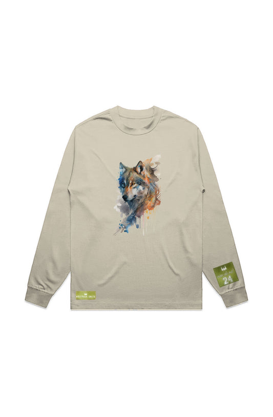 WOLFPACK UNLTD L/S GRAPHIC TEE | BLUE PALE MOON |BUTTER BEIGE