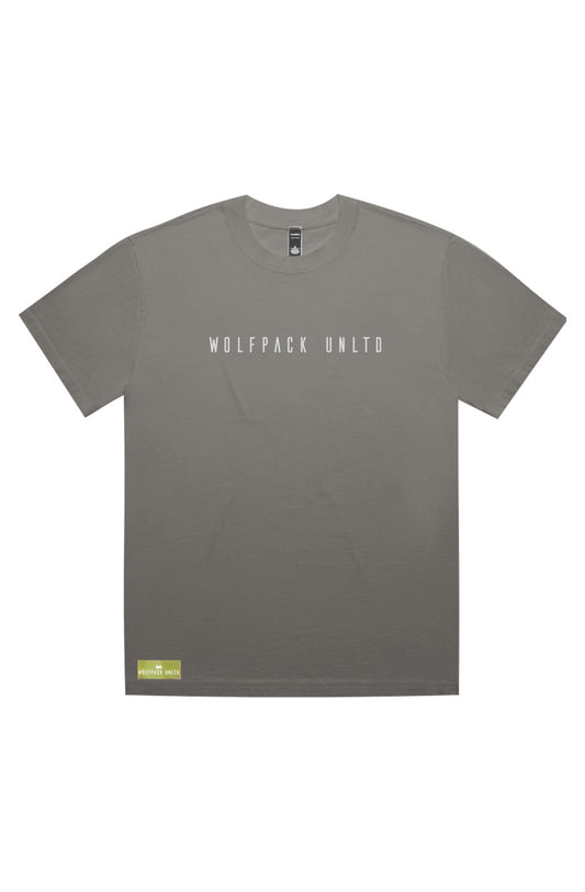 WOLFPACK UNLTD  "FADED" CASUAL HEAVY PREMIUM TEE (DARK) w/ Text Logo
