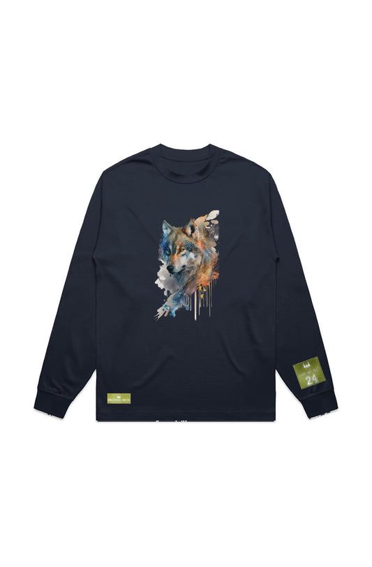 WOLFPACK UNLTD L/S GRAPHIC TEE | BLUE PALE MOON |NAVY BLUE