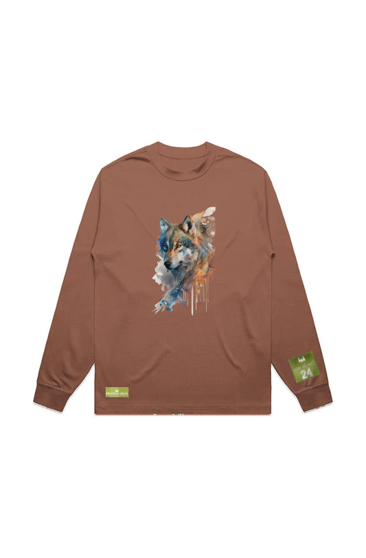 WOLFPACK UNLTD L/S GRAPHIC TEE | BLUE PALE MOON |CLAY BROWN