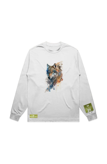 WOLFPACK UNLTD L/S GRAPHIC TEE | BLUE PALE MOON | WHITE