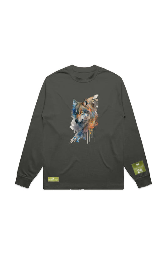WOLFPACK UNLTD L/S GRAPHIC TEE | BLUE PALE MOON |CYPRESS OLIVE GREEN