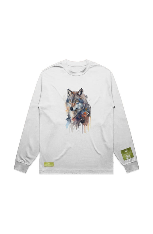 WOLFPACK UNLTD L/S GRAPHIC TEE | SILVER PALE MOON | WHITE