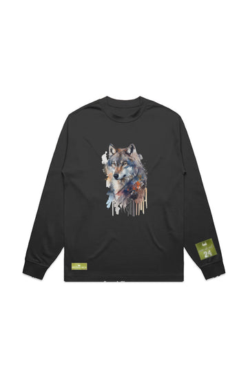 WOLFPACK UNLTD L/S GRAPHIC TEE | SILVER PALE MOON |BLACK