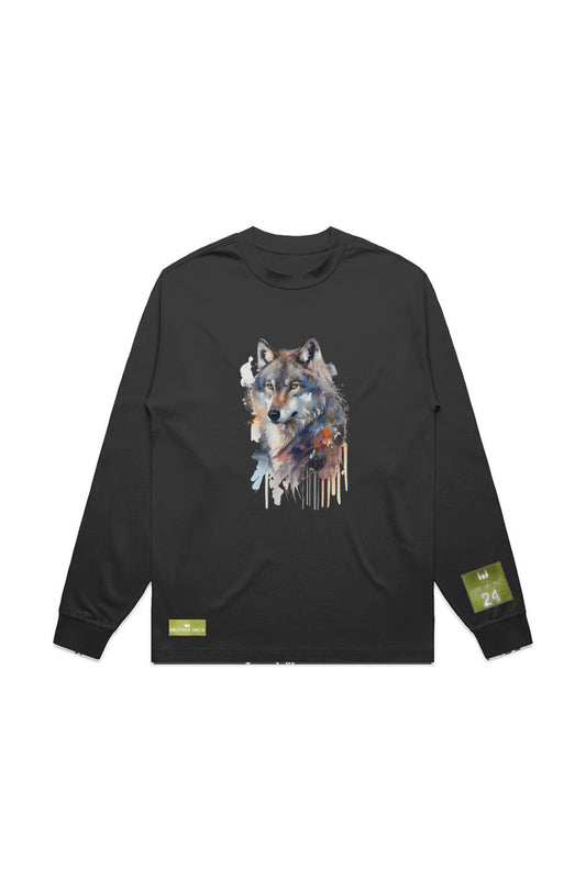 WOLFPACK UNLTD L/S GRAPHIC TEE | SILVER PALE MOON |BLACK
