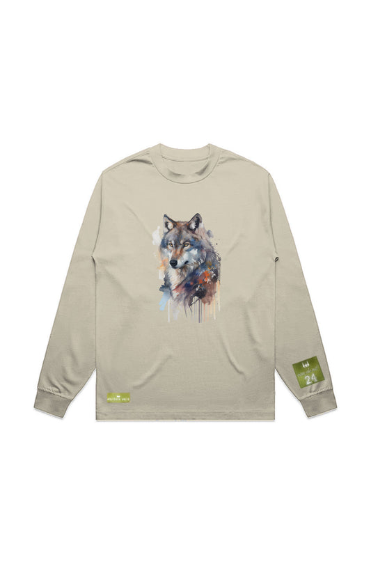 WOLFPACK UNLTD L/S GRAPHIC TEE | SILVER PALE MOON |BUTTER BEIGE