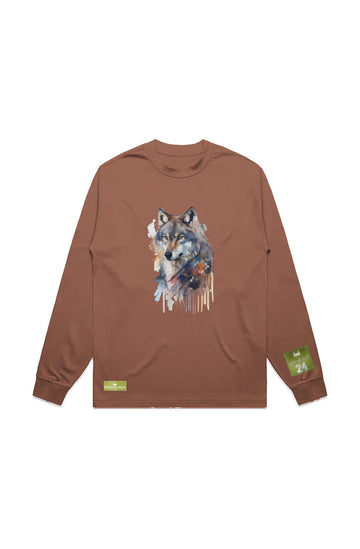 WOLFPACK UNLTD L/S GRAPHIC TEE | SILVER PALE MOON |CLAY BROWN