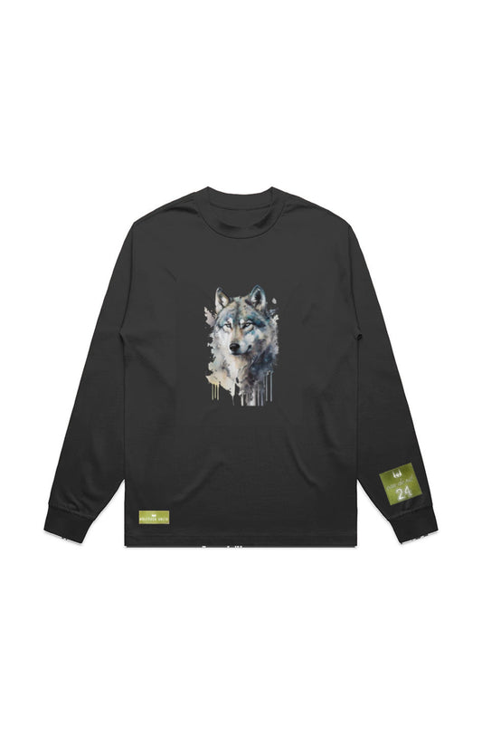 WOLFPACK UNLTD L/S GRAPHIC TEE | WHITE NIGHT RIDER | BLACK