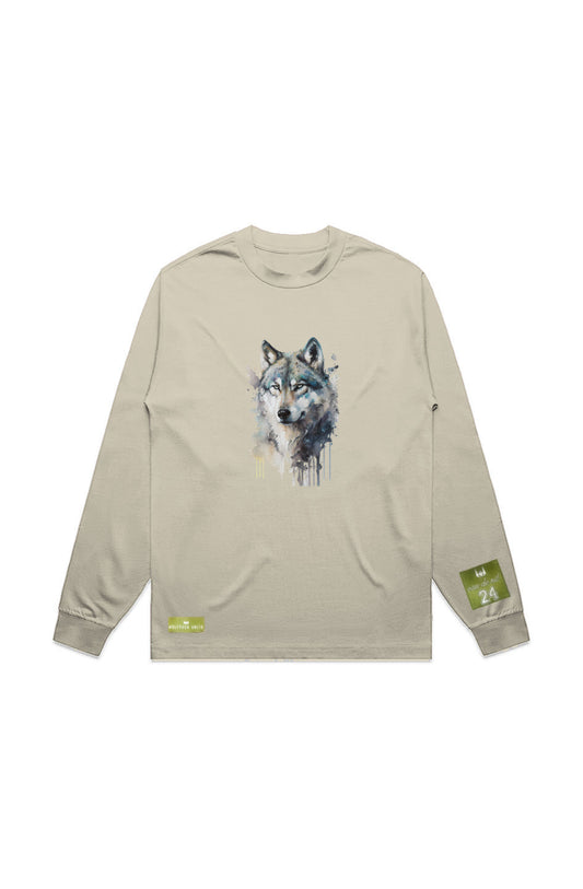 WOLFPACK UNLTD L/S GRAPHIC TEE | WHITE NIGHT RIDER | BUTTER BEIGE