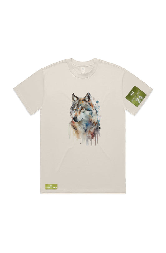 WOLFPACK UNLTD S/S GRAPHIC TEE | BLOOD ORANGE MOON | ECRU BEIGE