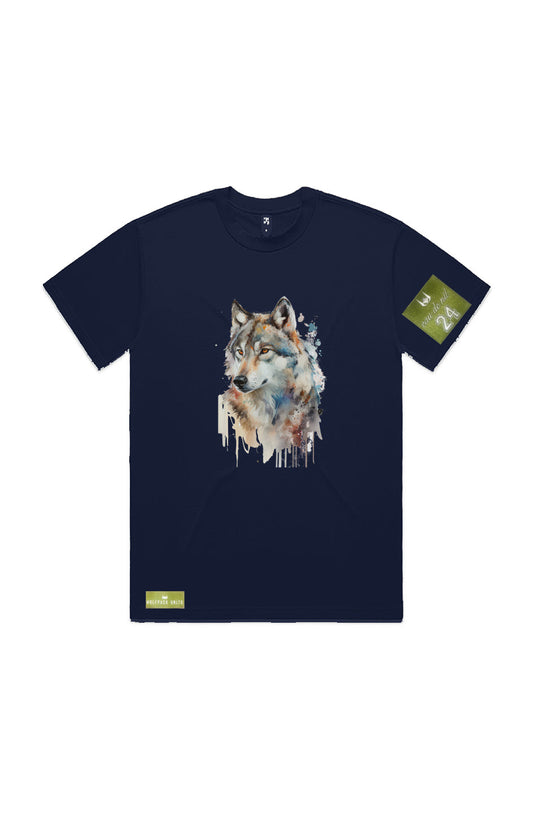 WOLFPACK UNLTD S/S GRAPHIC TEE | BLOOD ORANGE MOON | NAVY BLUE