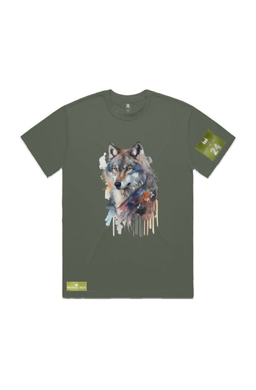 WOLFPACK UNLTD S/S GRAPHIC TEE | SILVER PALE MOON | CYPRESS OLIVE GREEN