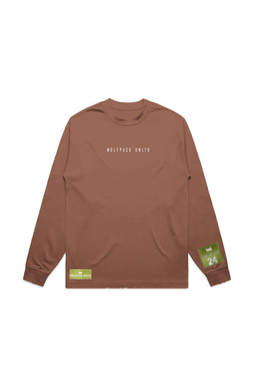 WOLFPACK UNLTD "BOLD STATEMENT" HEAVYWEIGHT OVERSIZED L/S TEXT LOGO | CLAY BROWN
