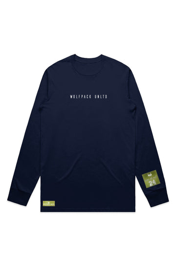 WOLFPACK UNLTD "STATEMENT" LIGHTWEIGHT TEE L/S TEXT LOGO | NAVY BLUE