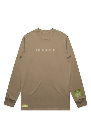 WOLFPACK UNLTD "STATEMENT" LIGHTWEIGHT TEE L/S TEXT LOGO | SAND