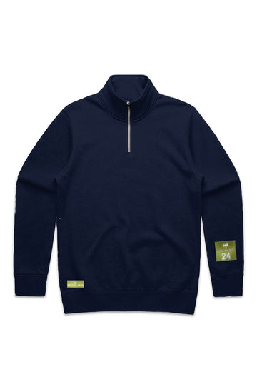 WOLFPACK UNLTD "STENCIL HALF ZIP" PREMIUM HEAVYWEIGHT SWEATER | NAVY BLUE