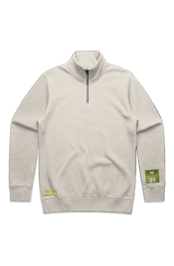 WOLFPACK UNLTD "STENCIL HALF ZIP" PREMIUM HEAVYWEIGHT SWEATER | ECRU BEIGE