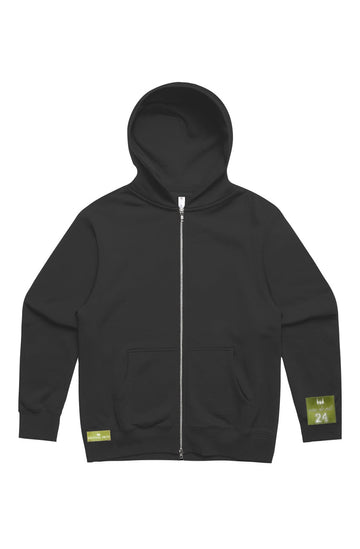 WOLFPACK UNLTD "THE HOODED ARMOR  ZIPPED" HEAVYWEIGHT EMBROIDERED HOODIE | BLACK