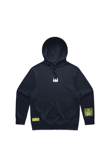 WOLFPACK UNLTD "THE HOODED ARMOR" HEAVYWEIGHT EMBROIDERED HOODIE | NAVY BLUE