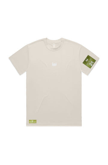 WOLFPACK UNLTD "BOLD STATEMENT" HEAVYWEIGHT OVERSIZED S/S EMBROIDERED TEE | ECRU BEIGE