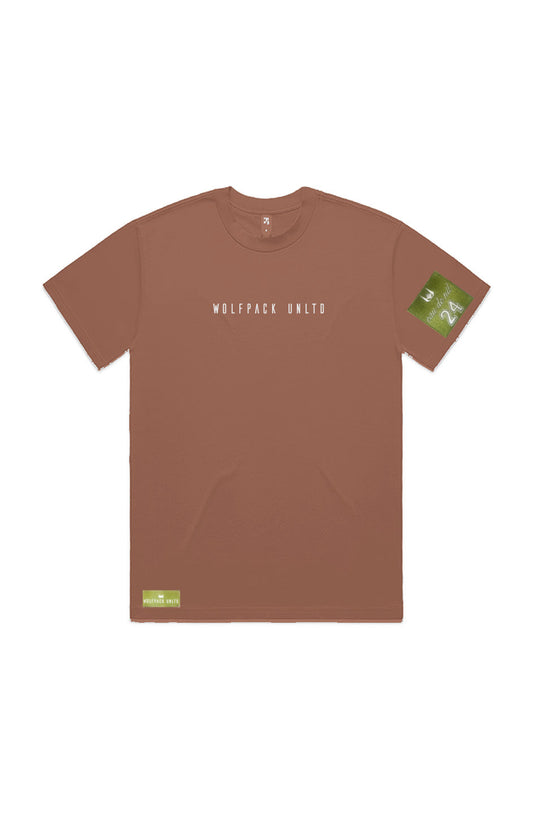 WOLFPACK UNLTD "BOLD STATEMENT" HEAVYWEIGHT OVERSIZED S/S TEXT LOGO | CLAY BROWN