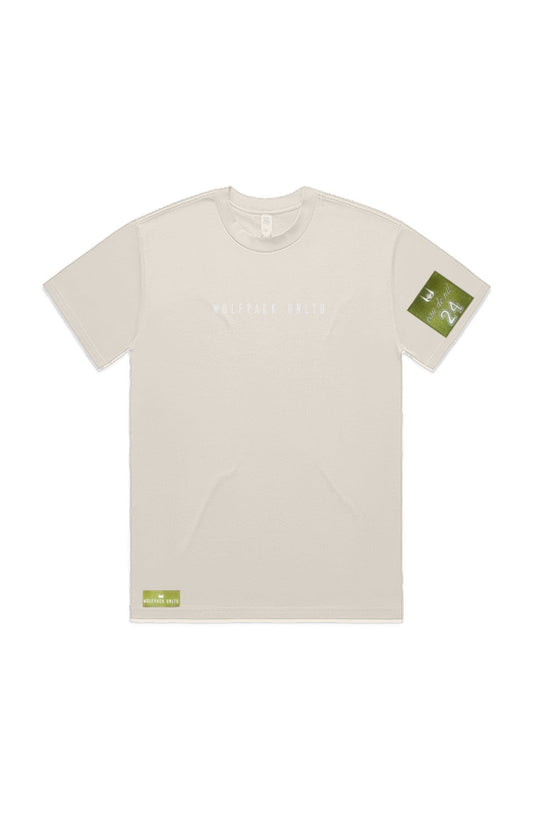 WOLFPACK UNLTD "BOLD STATEMENT" HEAVYWEIGHT OVERSIZED S/S TEXT LOGO | ECRU BEIGE