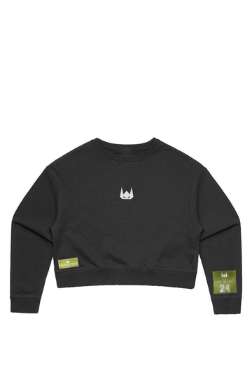 WOLFPACK UNLTD WOMEN CROP CREW SWEATER | BLACK